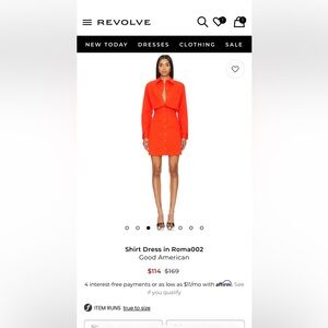 Good American Women's Red Long Sleeve Shirt Dress